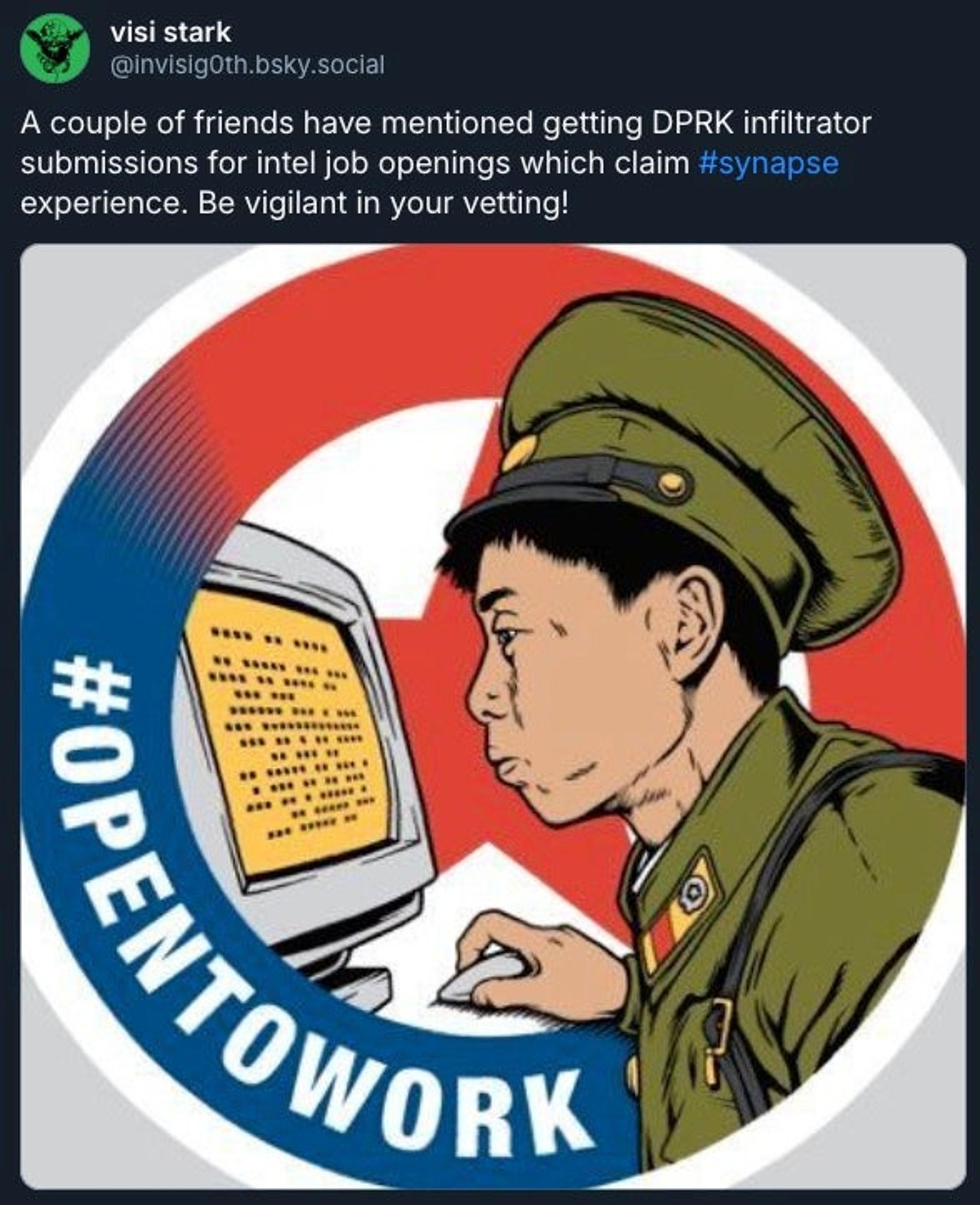 Public reporting of DPRK IT workers applying to threat intelligence positions