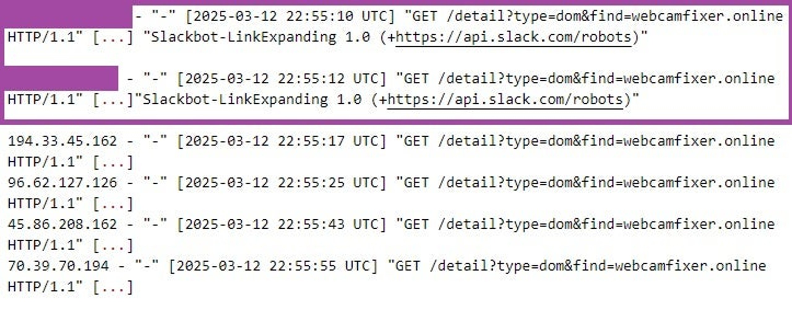 Web server log data
