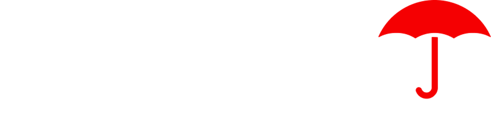 Red umbrella icon in the upper-right on a mostly blank white rectangular background