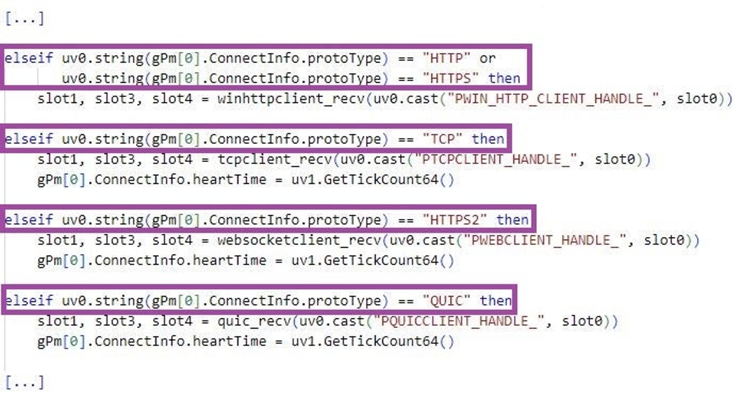 Protocol handling (decompiled LuaJIT bytecode)