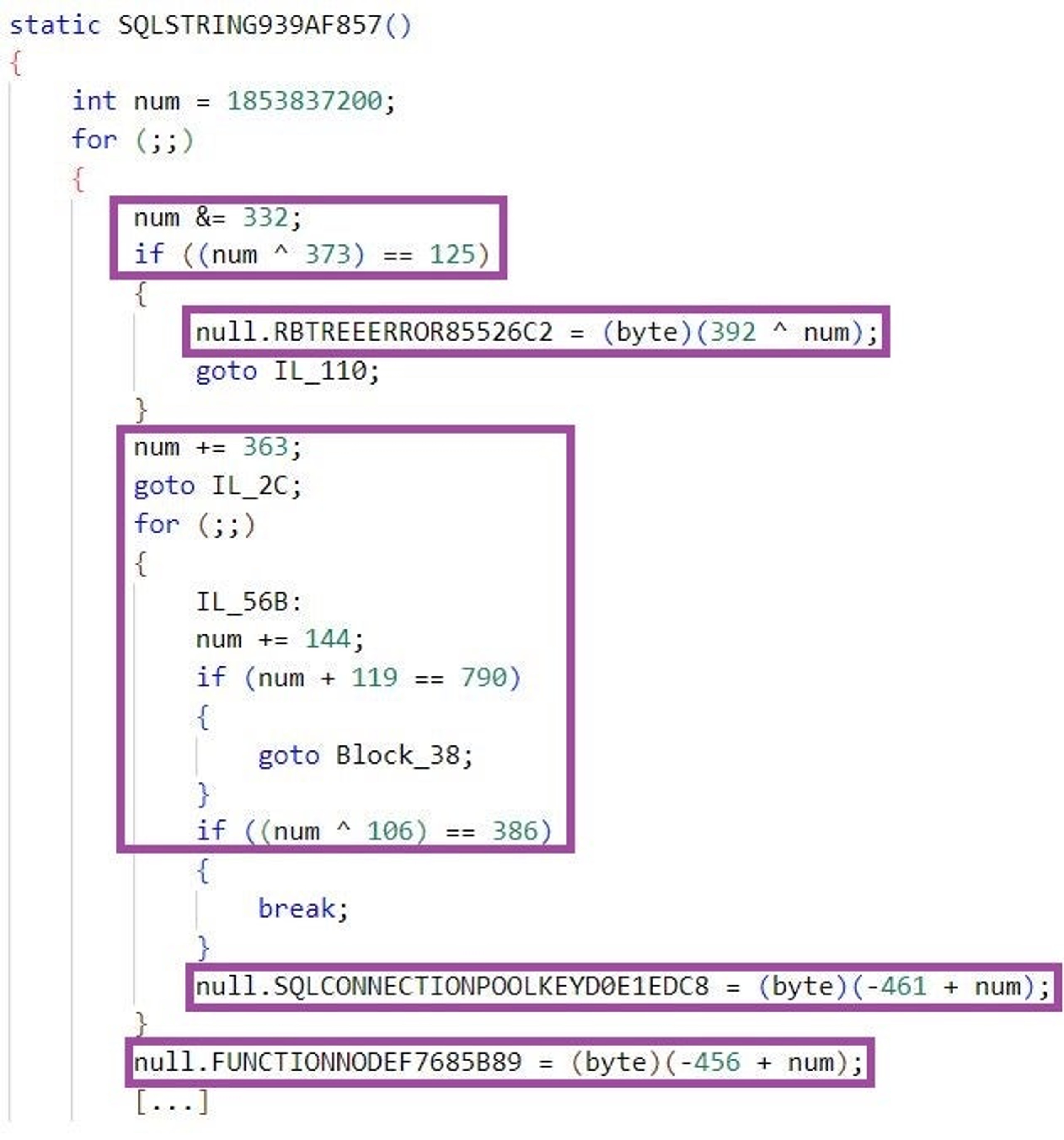Obfuscated value assignments