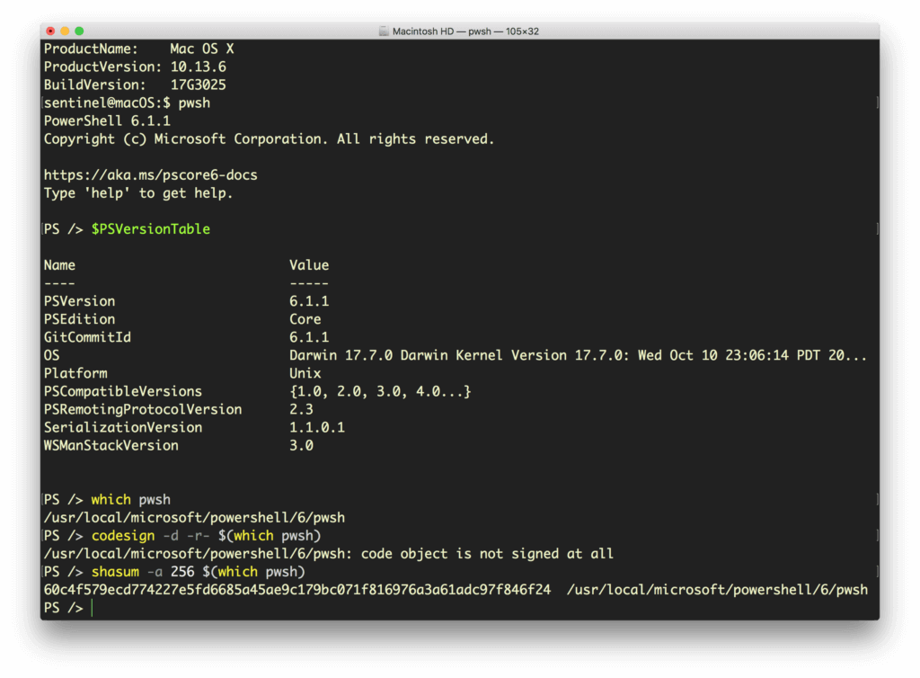 Een screenshot van Macintosh HD-scripts