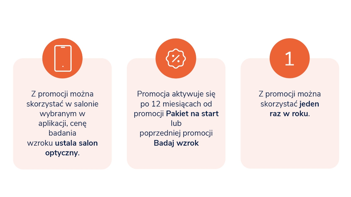 Cenę badania wzroku ustala salon, z promocji skorzystasz maksymalnie 1 raz w roku Ważne informacje na temat promocji