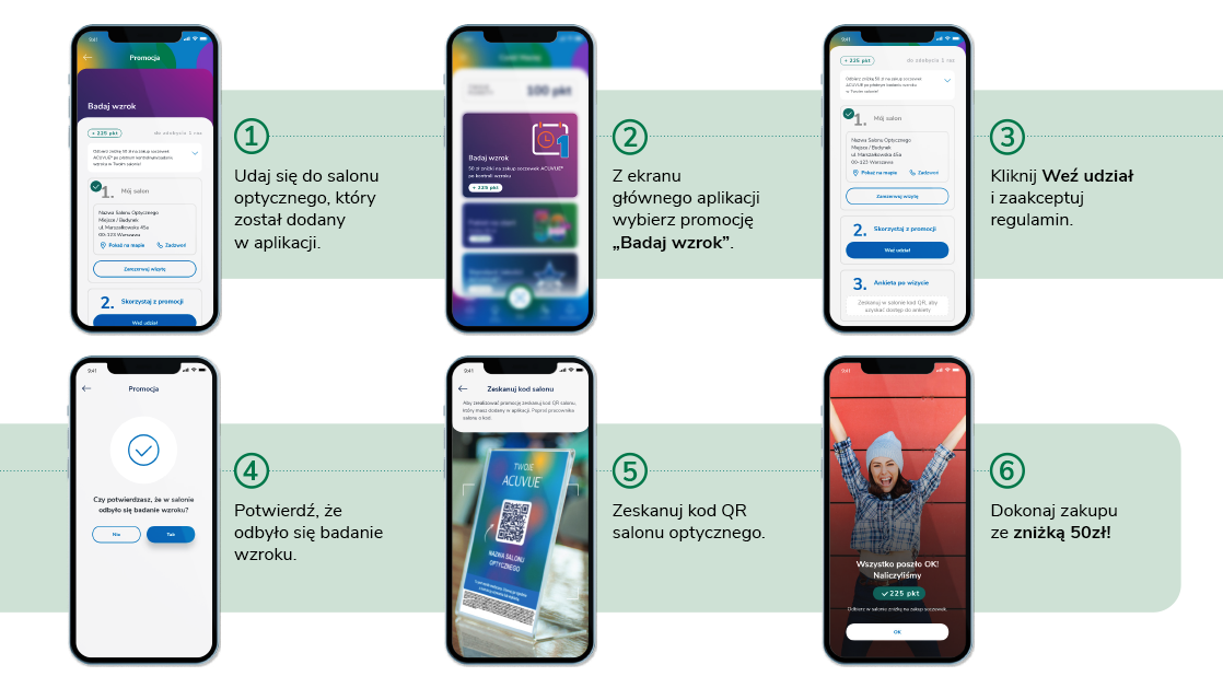 6 kroków w aplikacji jak skorzystać z promocji Badaj wzrok raz w roku Instrukcja promocji badaj wzrok