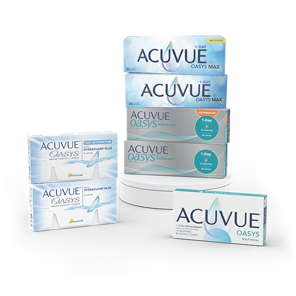 Tüm ACUVUE® OASYS Kontakt Lens ailesi ürünleri 