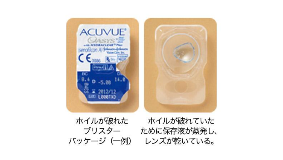 ホイルが破れたブリスターパッケージ