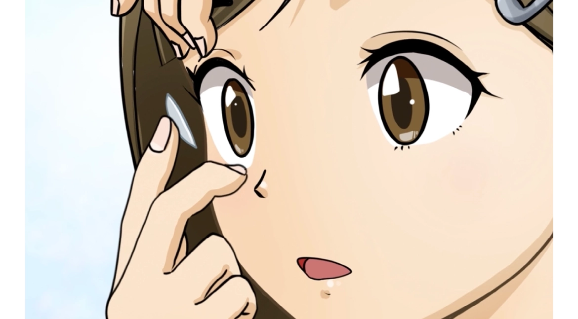 指で目を大きく開く 指で目を大きく開く