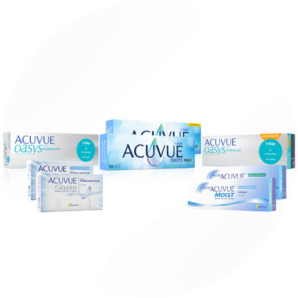 ACUVUE OASYS contact lens boxes.