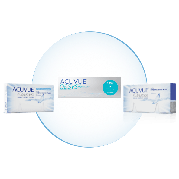 Boxes of ACUVUE® contact lenses.