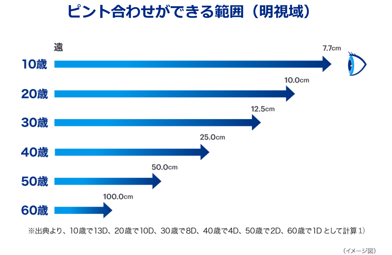 ピント合わせができる距離（明視域）