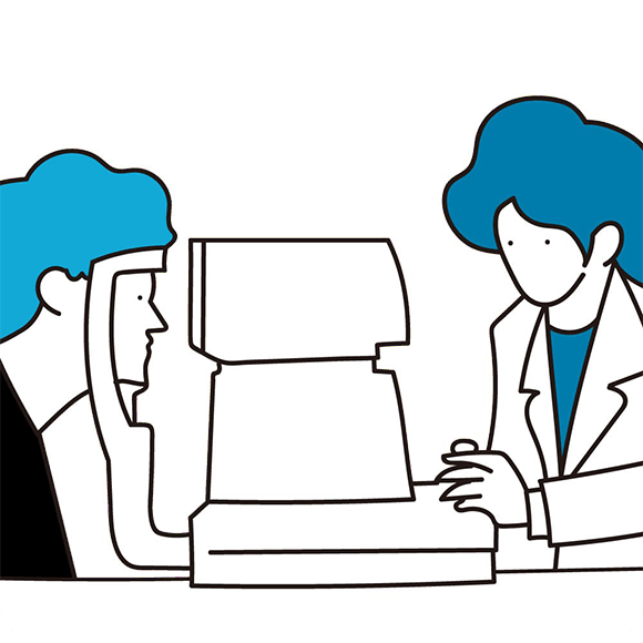 乱視の検査を受ける男性 乱視の検査を受ける男性