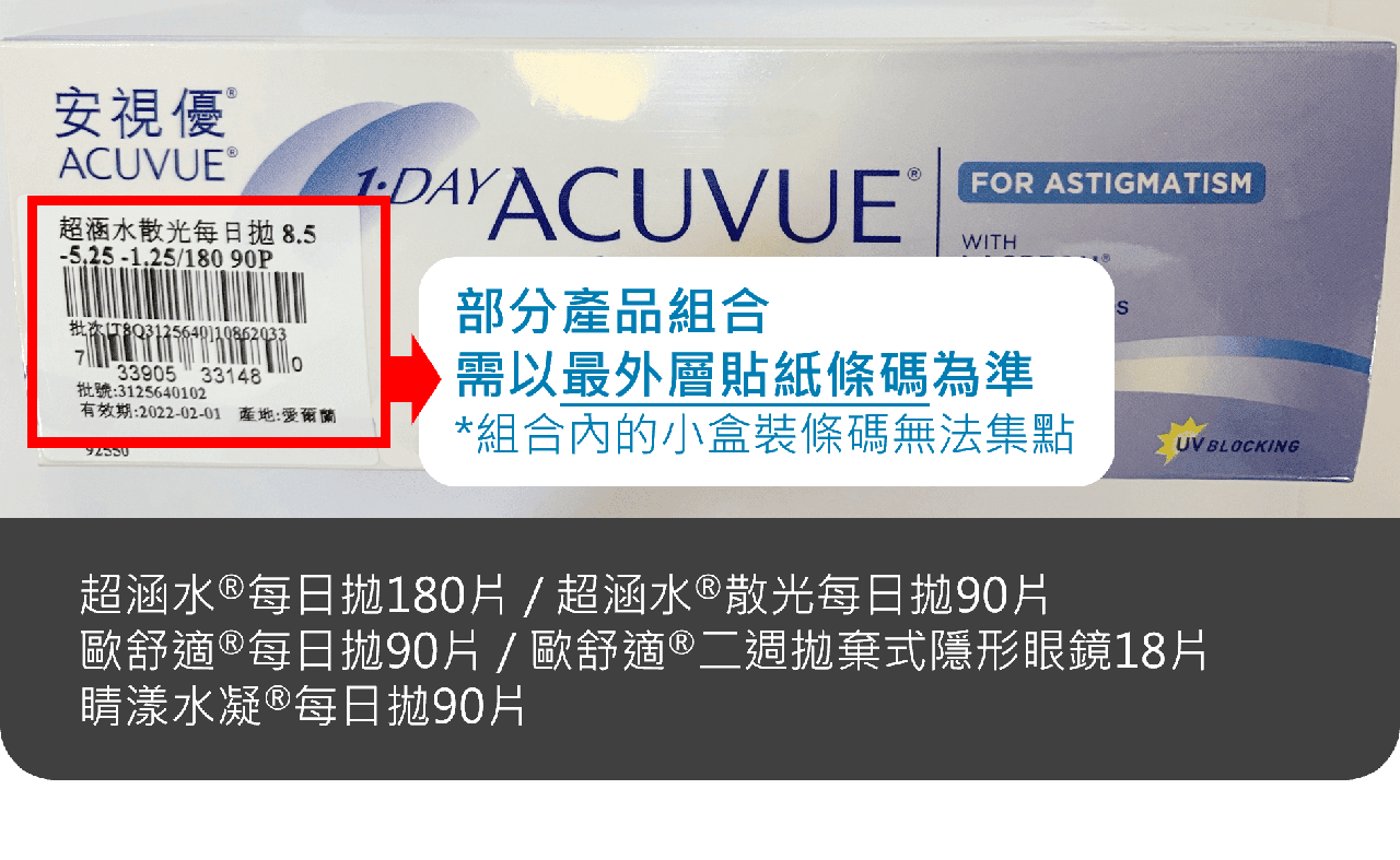 Acuvue product barcode with additional scan instructions