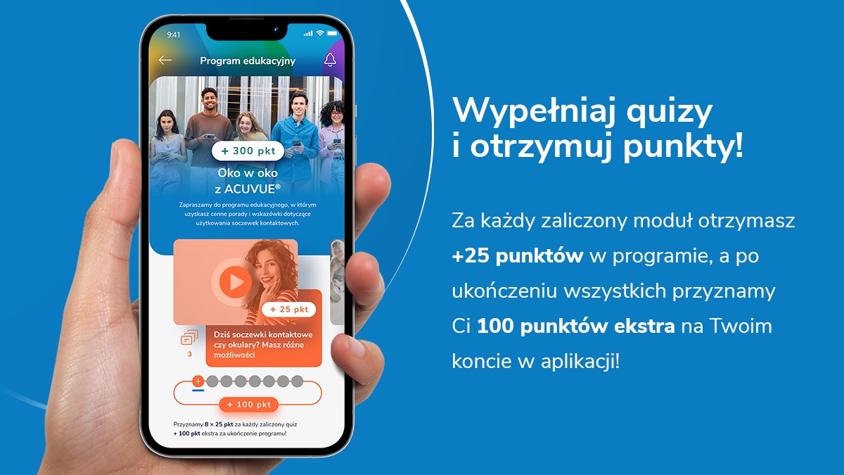 Za każdy zrealizowany moduł programu Oko w Oko możliwość zdobycia punktów Widok programu OWO w aplikacji