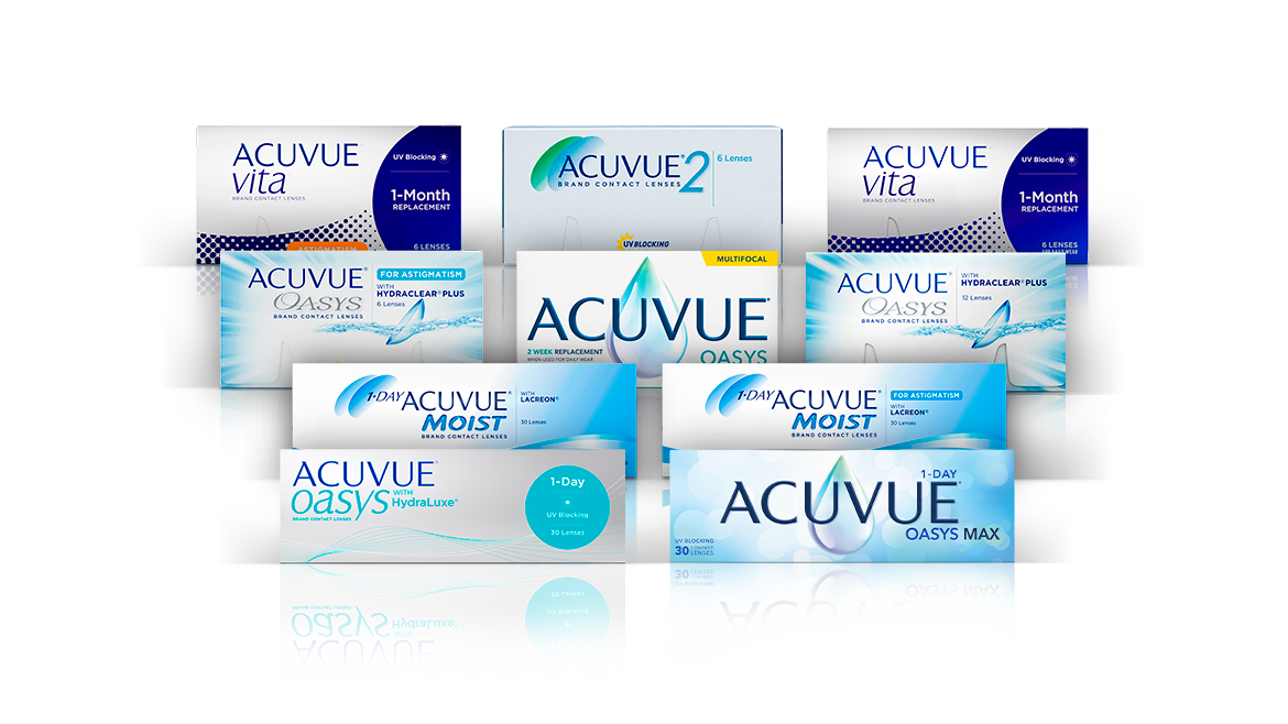 All ACUVUE Products Packshot from Mexico Cajas de lentes de contacto ACUVUE de Mexico