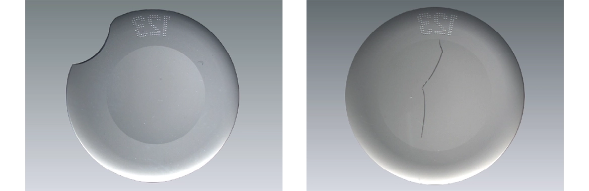 破損したコンタクトレンズ 破損したコンタクトレンズ