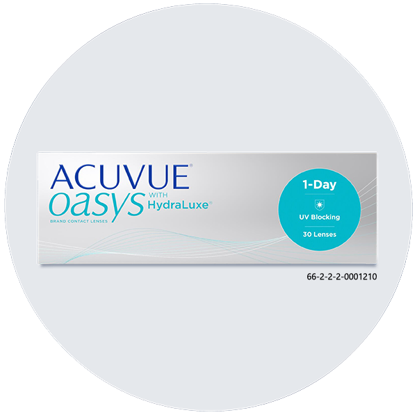 ACUVUE OASYS contact lens boxes.