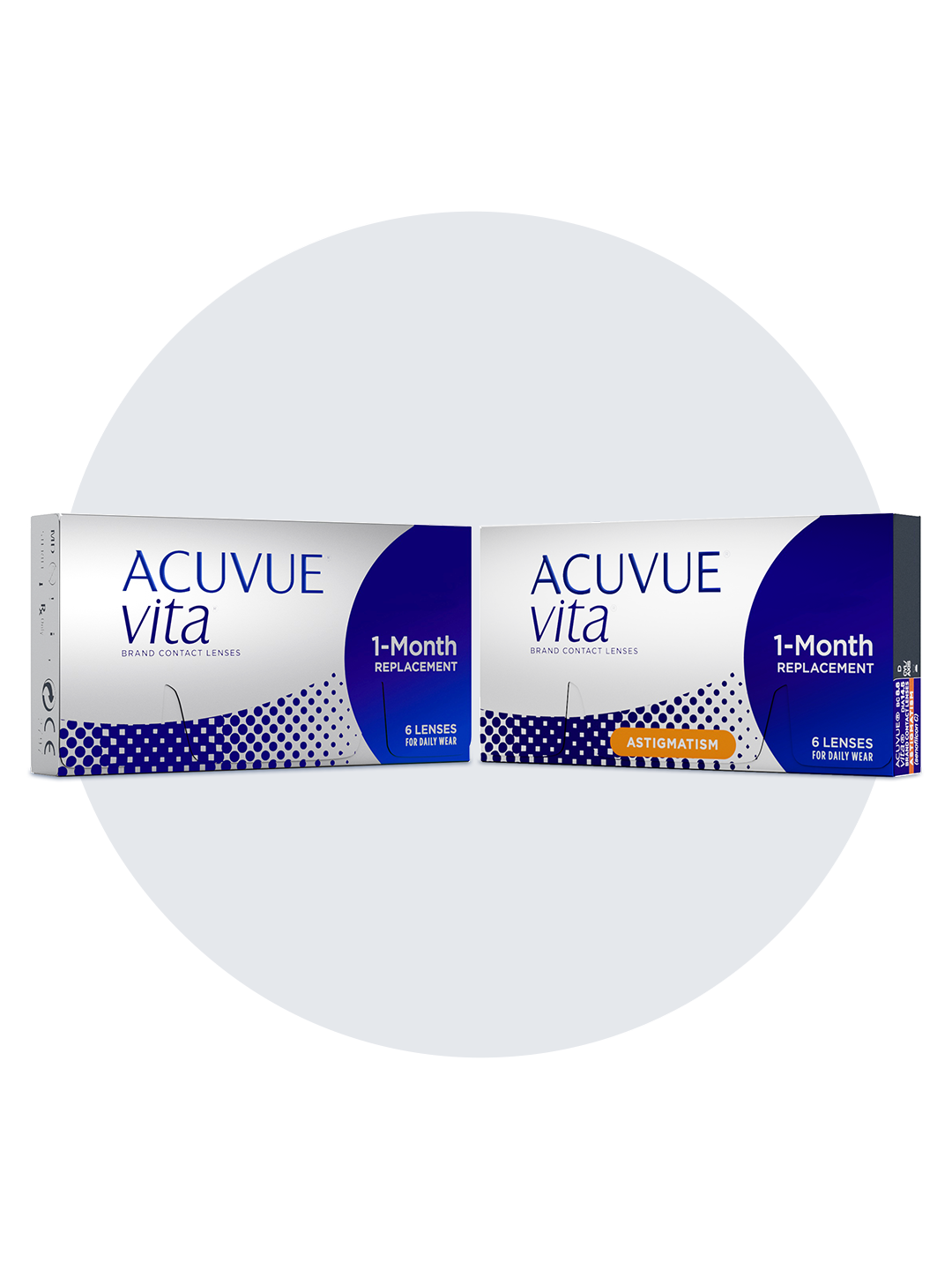 Two ACUVUE® VITA® contact lens boxes.