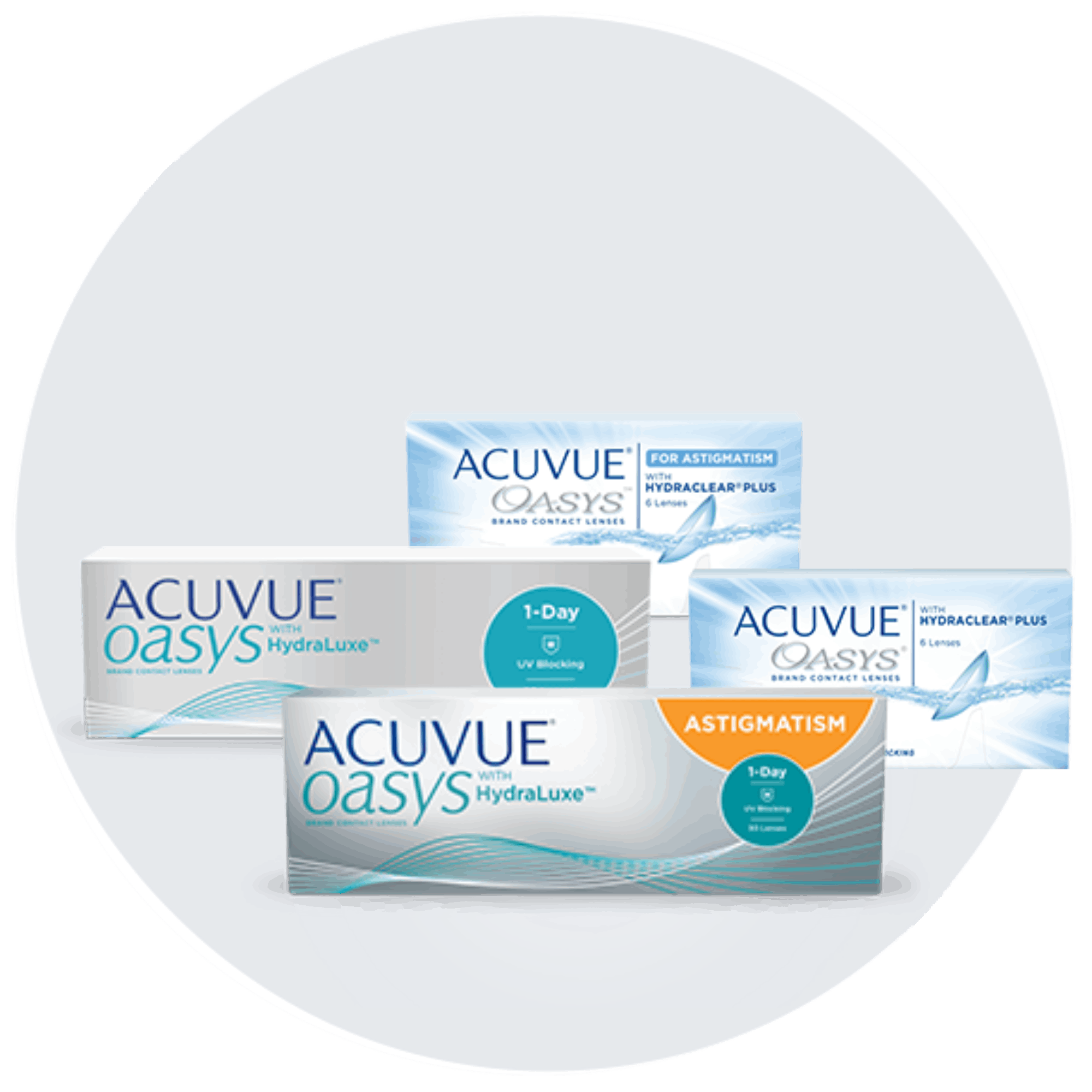 ACUVUE® OASYS contact lens boxes.