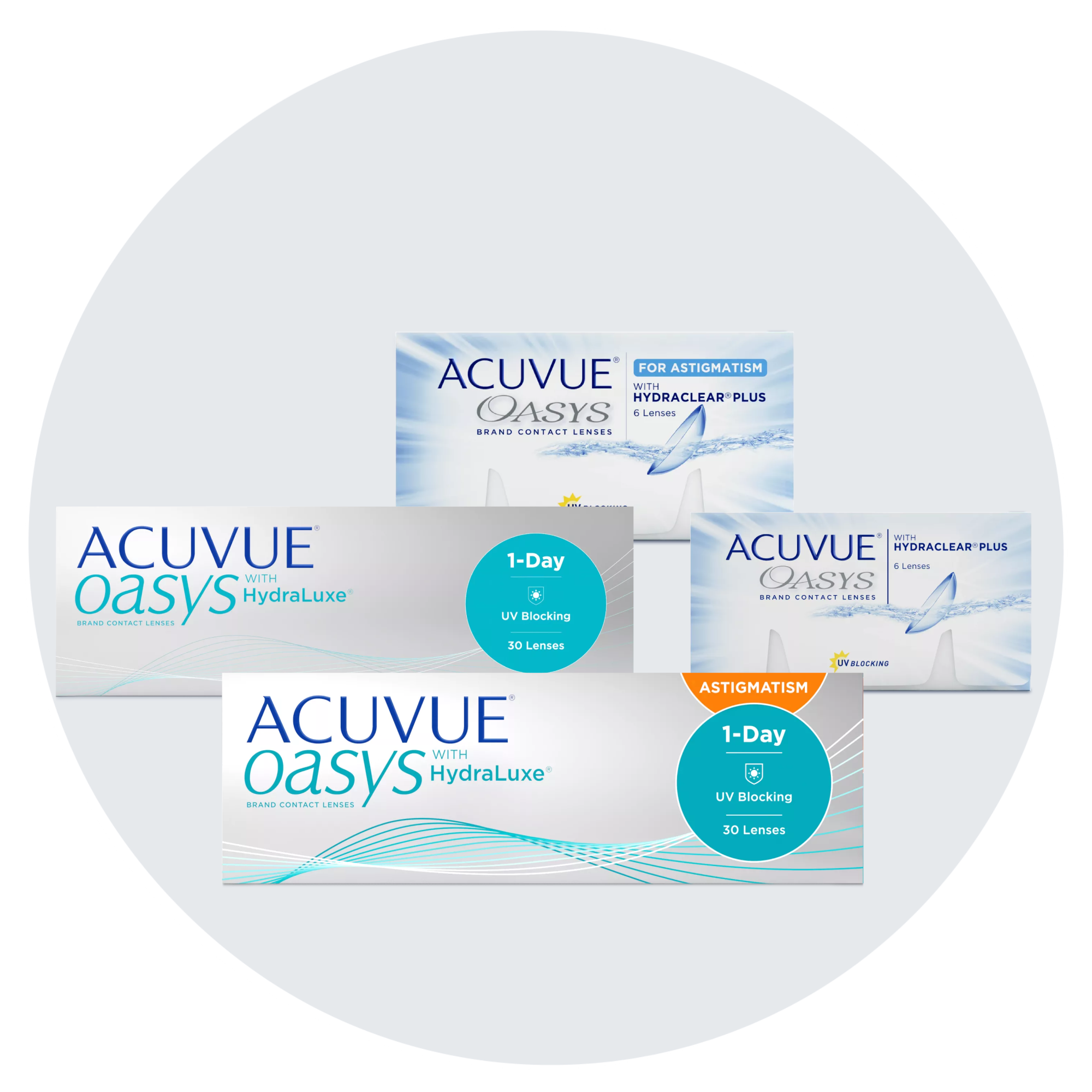 ACUVUE® OASYS contact lens boxes.