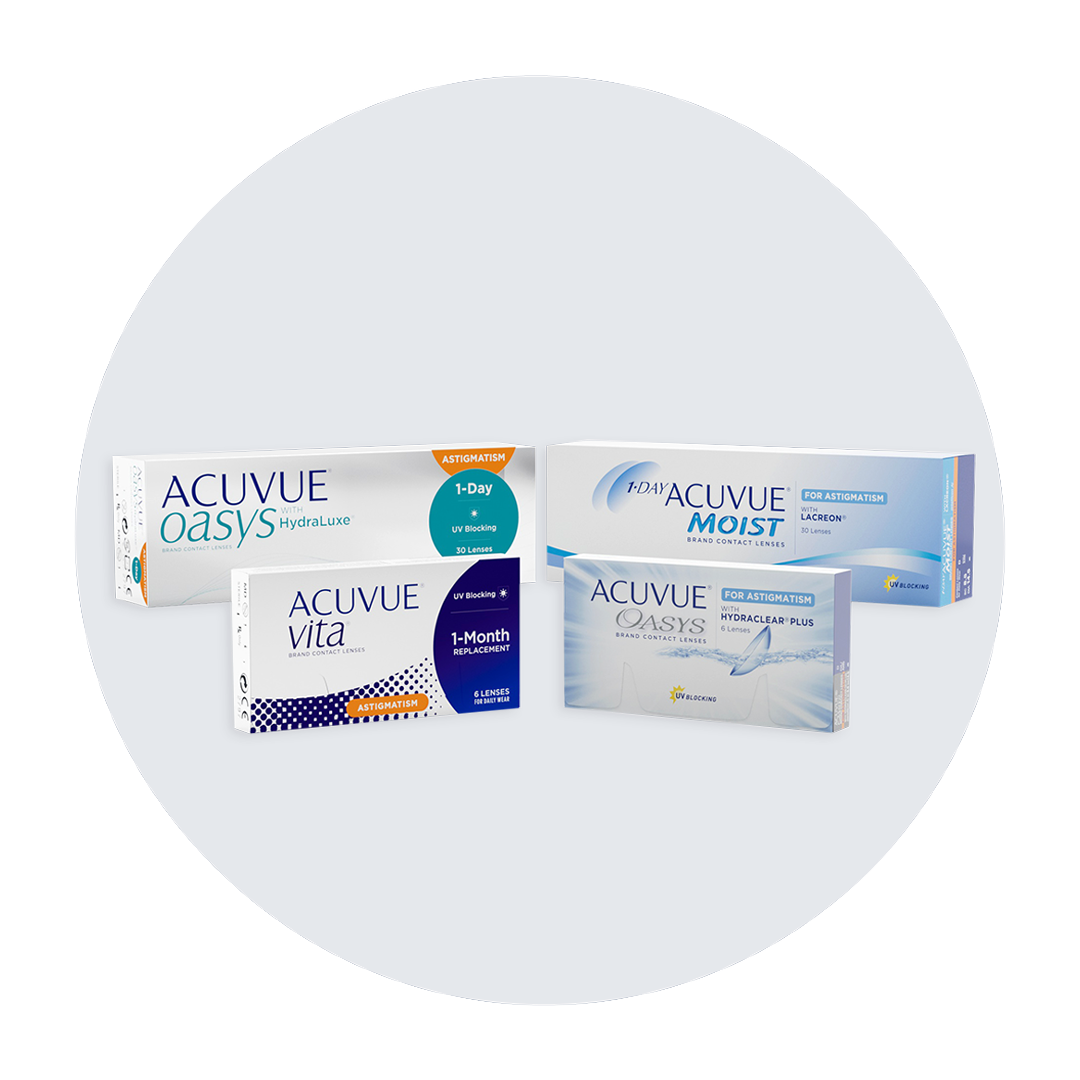 Boxes of ACUVUE® contact lenses