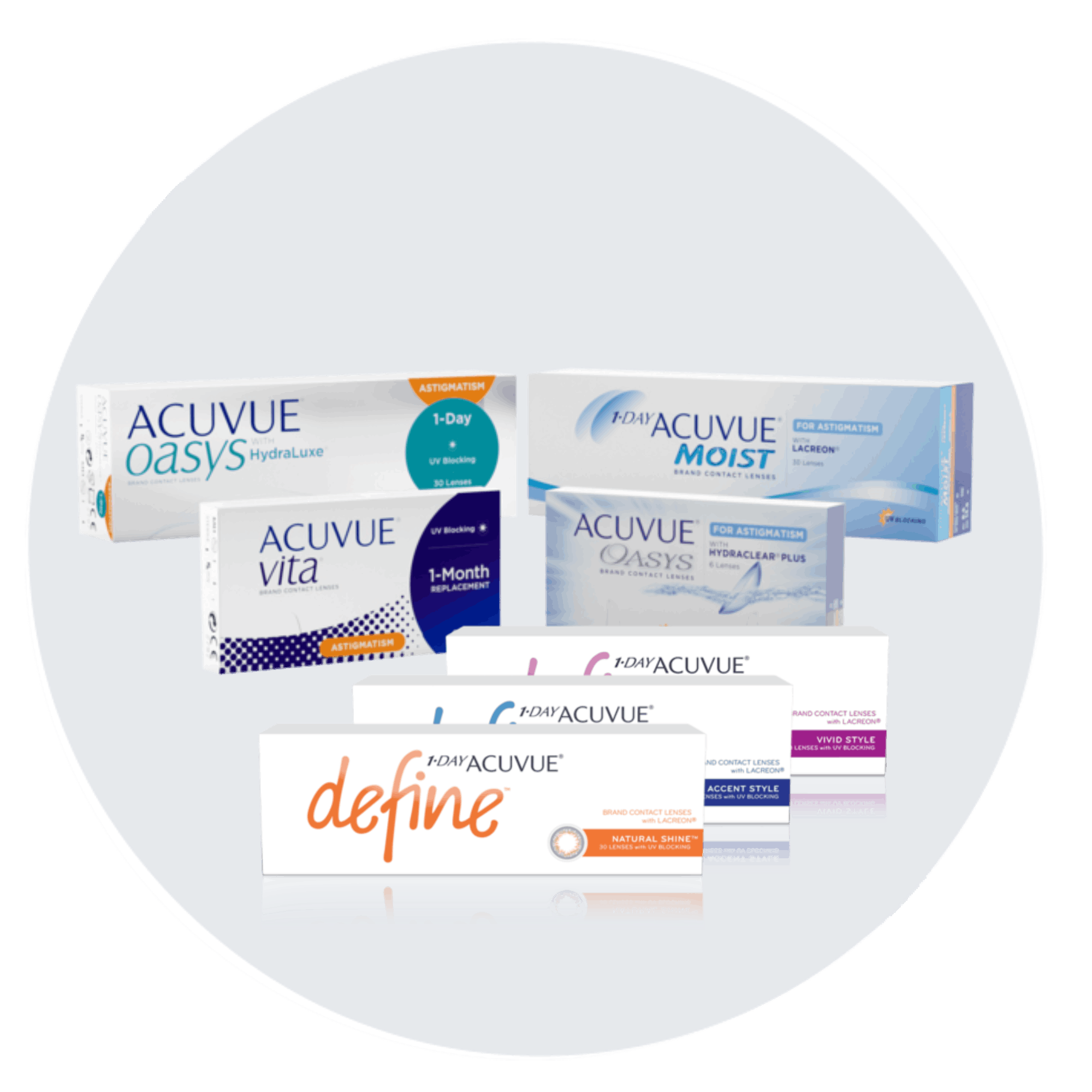 Boxes of Acuvue® contact lenses