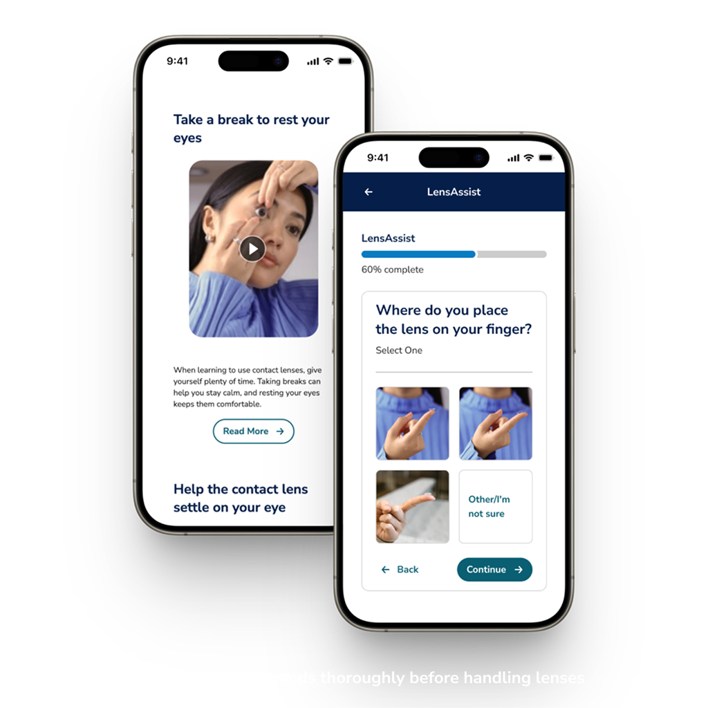 Two iPhones showing the LensAssist troubleshooter tool Two iPhones showing the LensAssist troubleshooter tool