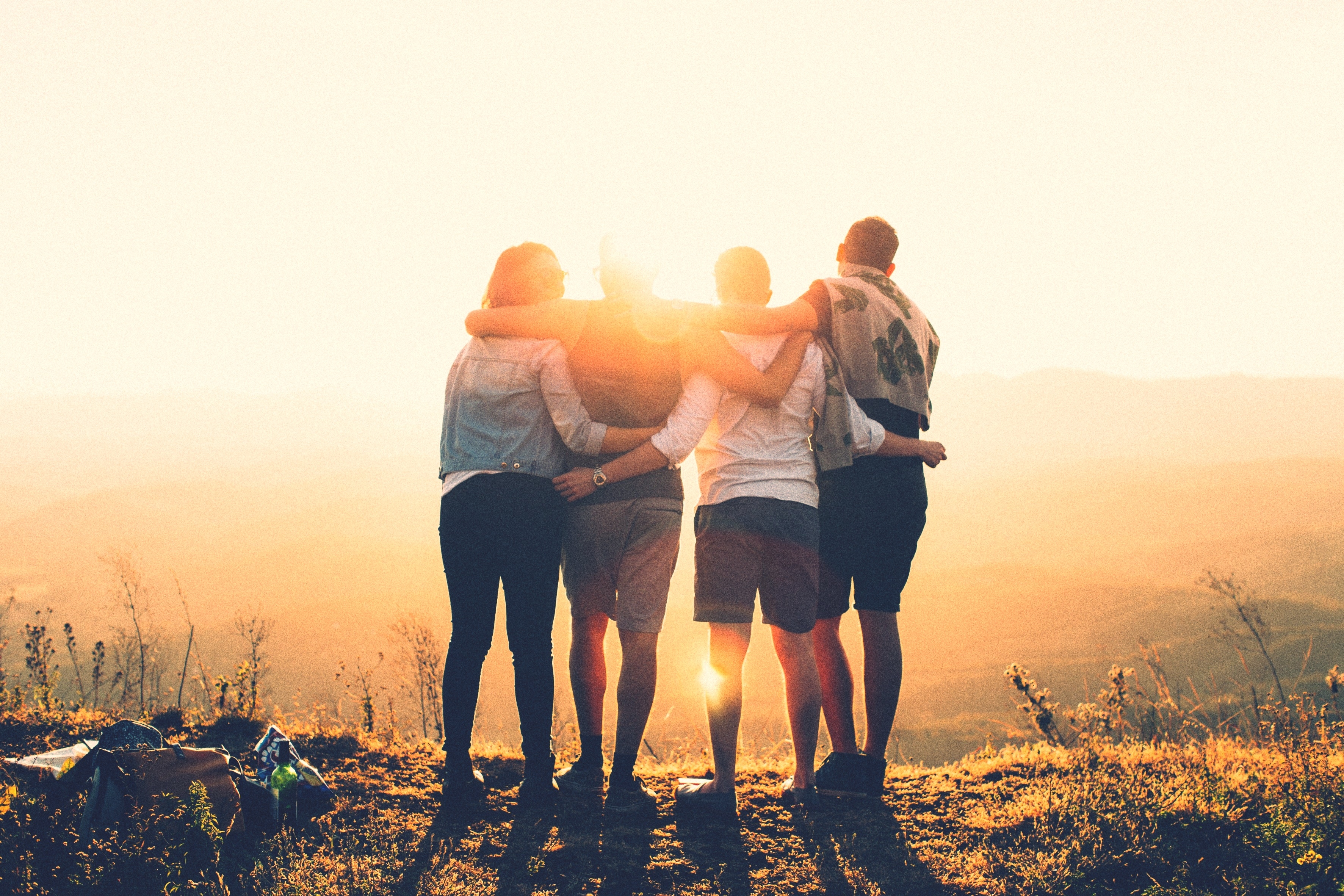 Group of friends at the top of the hill