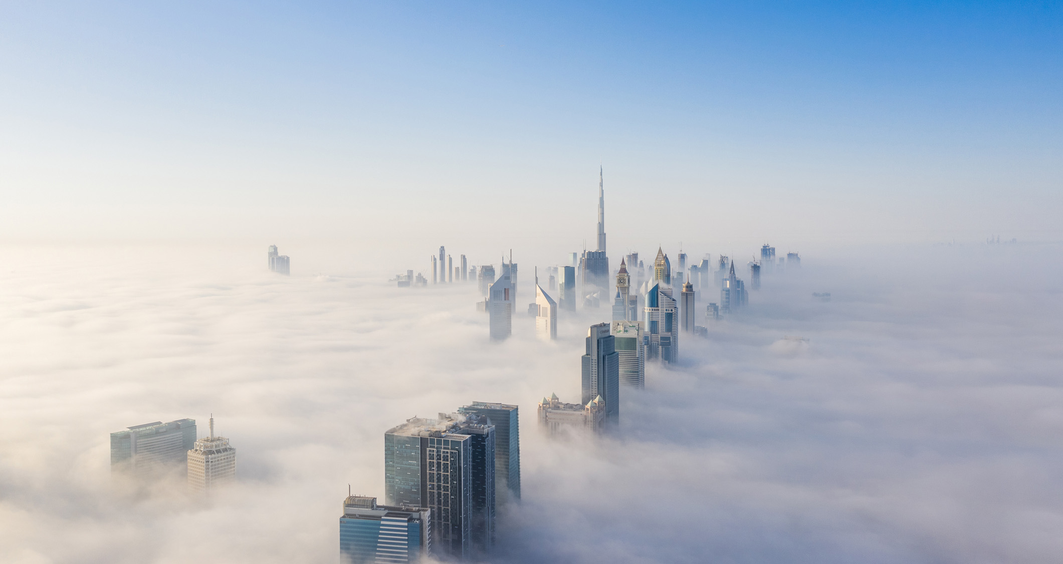 areal view of city skyline in fog to represent the uncertainty of selling in h2 of 2023.