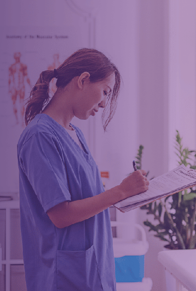 female doctor working with a female patient