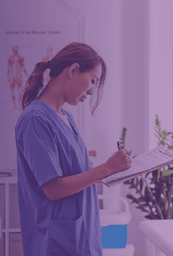 female doctor working with a female patient