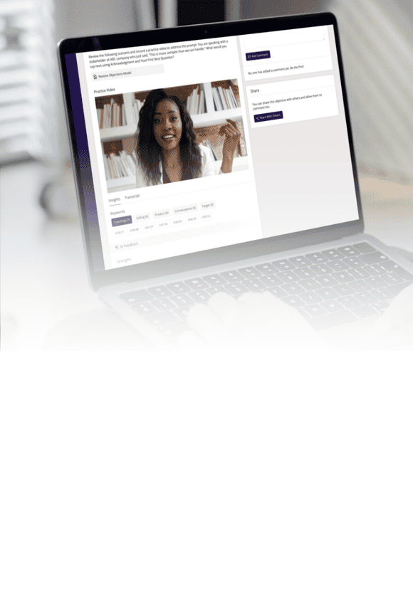 picture of a laptop on a person's lap with the accelerateai coaching tool open