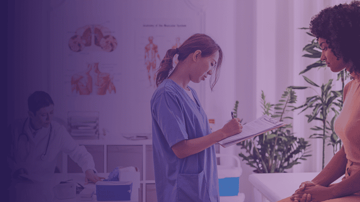 female doctor working with a female patient