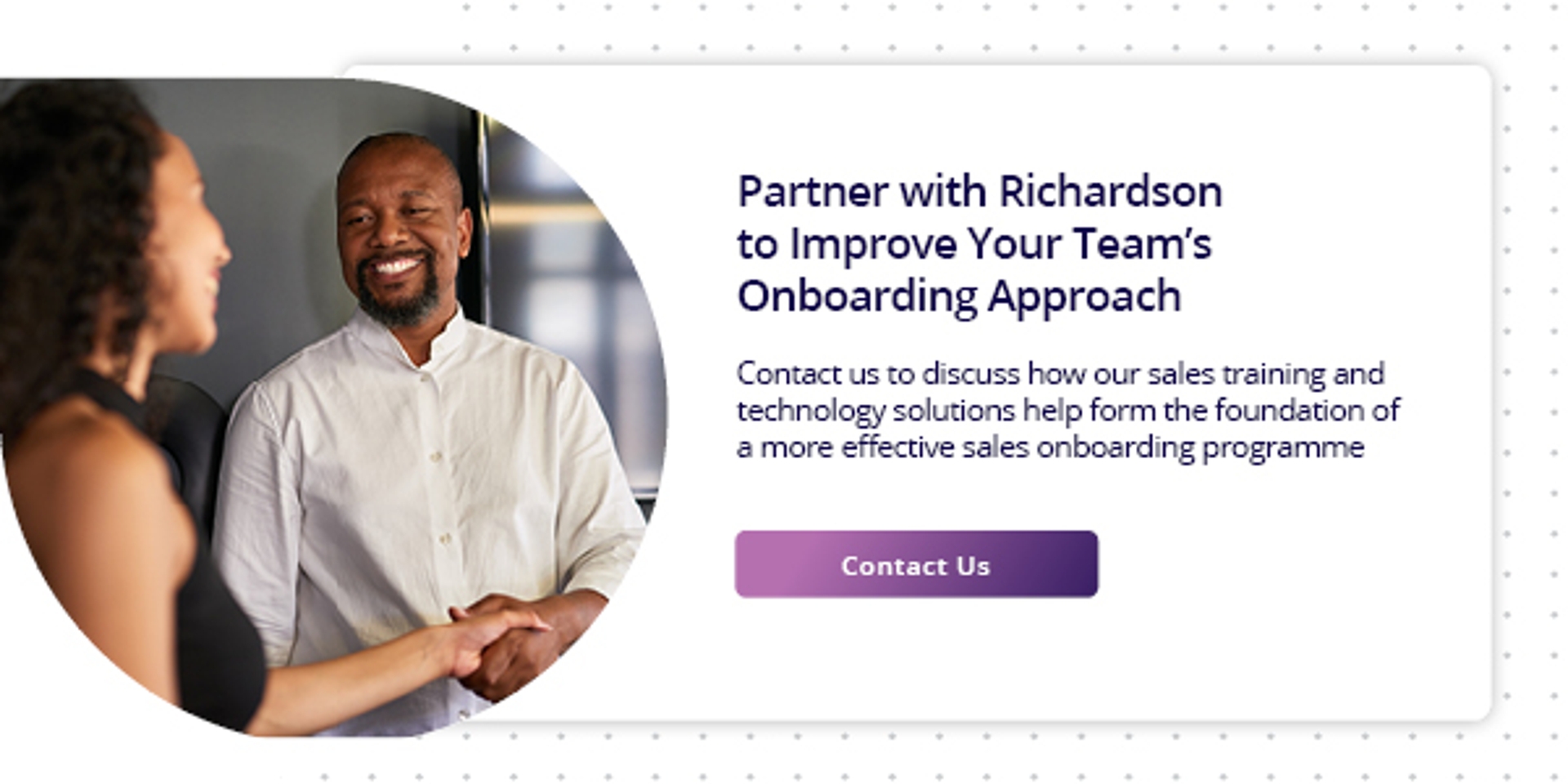 click here to contact richardson to learn about our sales onboarding solutions