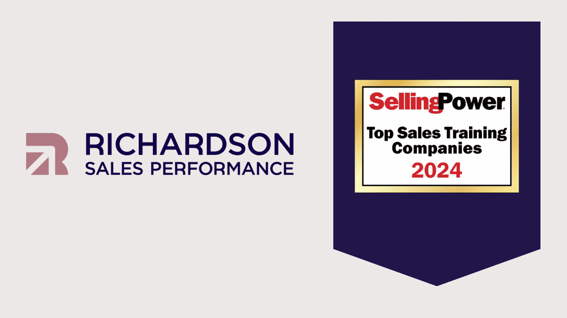 banner with the award logo for the selling power top sales training companies list 2024