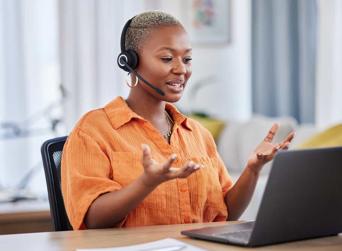 sdr on a business call who is motivated because she understands the steps she needs to advance her career