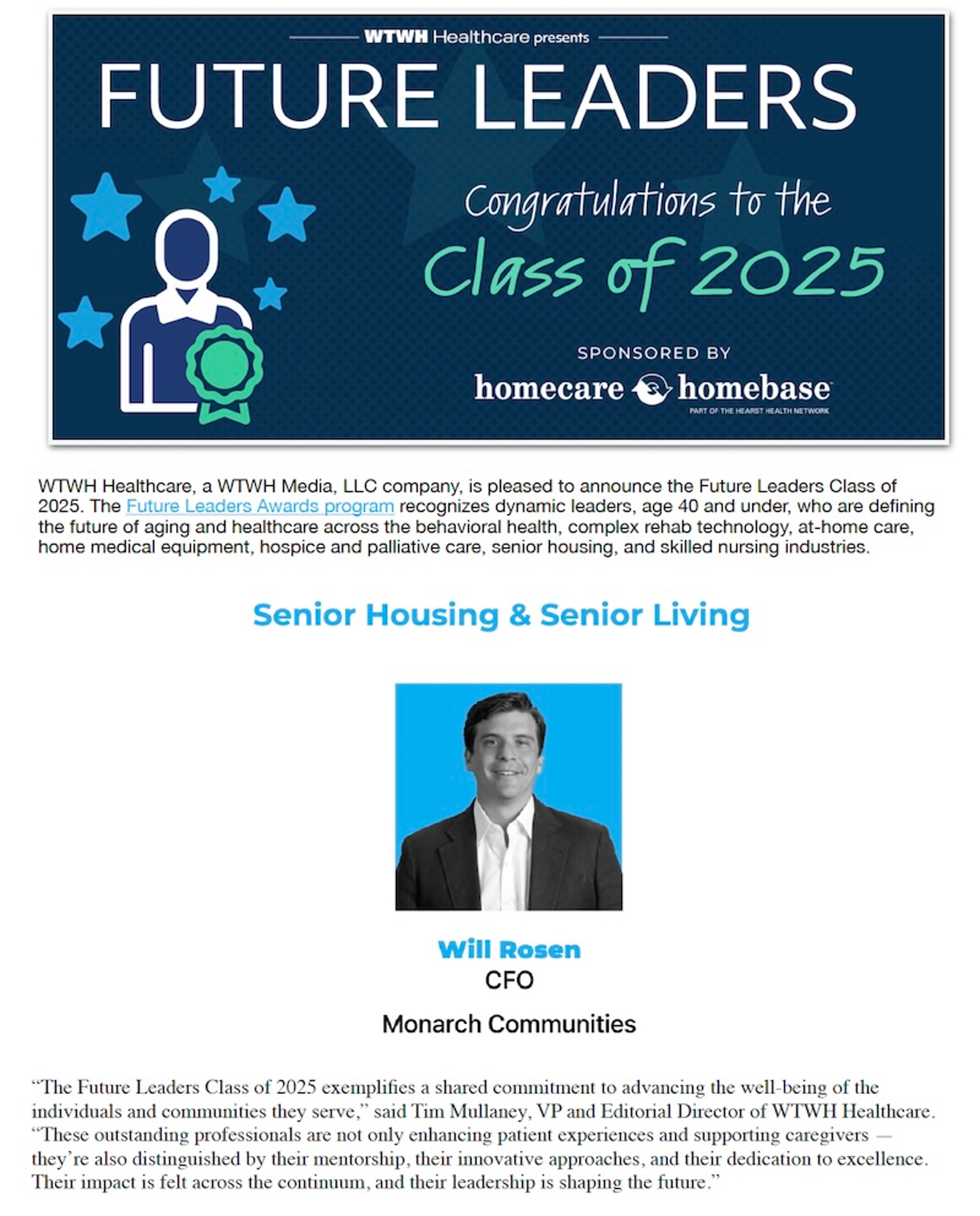 Will Rosen - CFO - Monarch Communities