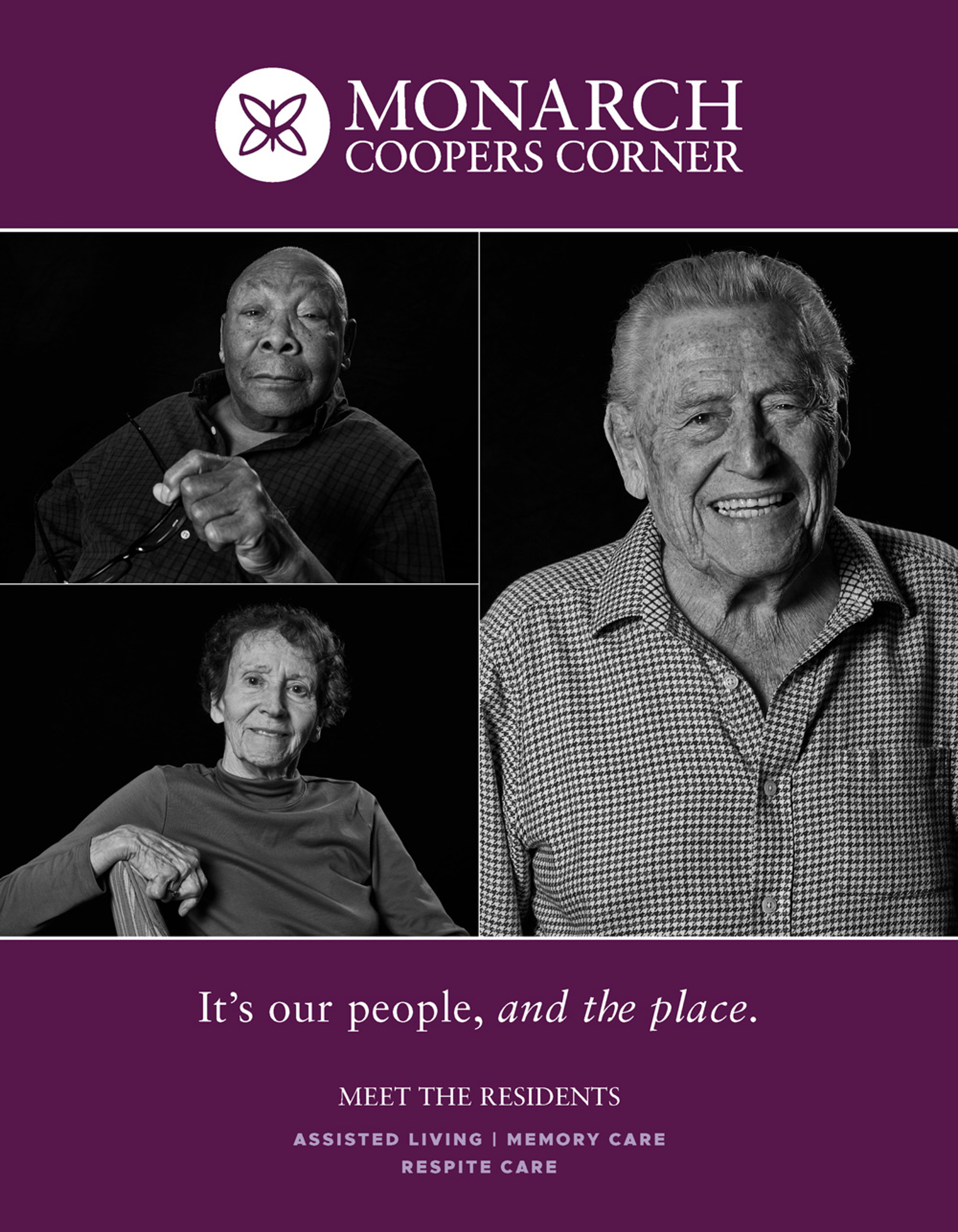 Coopers Corner Brochure Cover showing portraits of residents. Caption: It's our people, and the place.