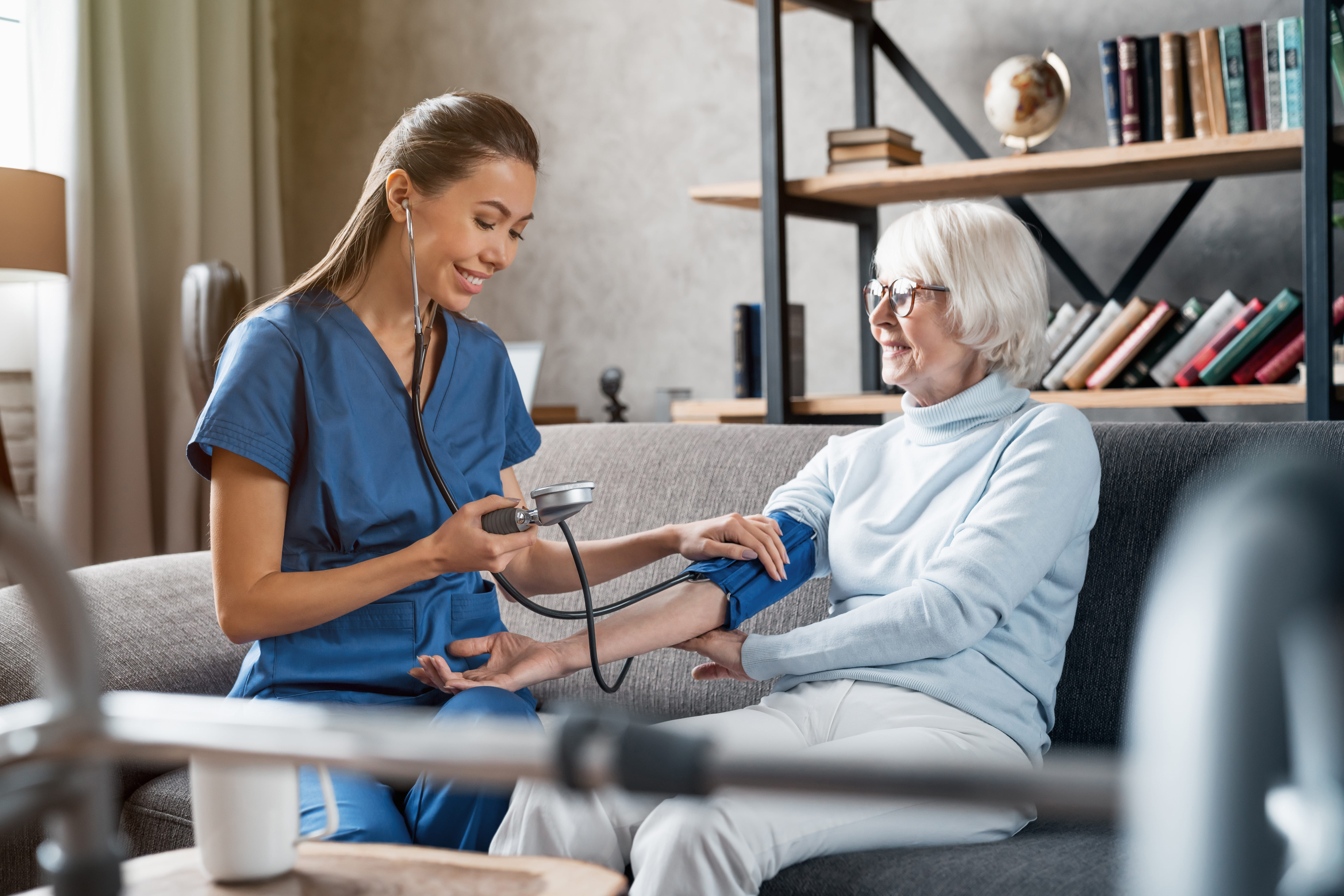 Nurse and elderly woman