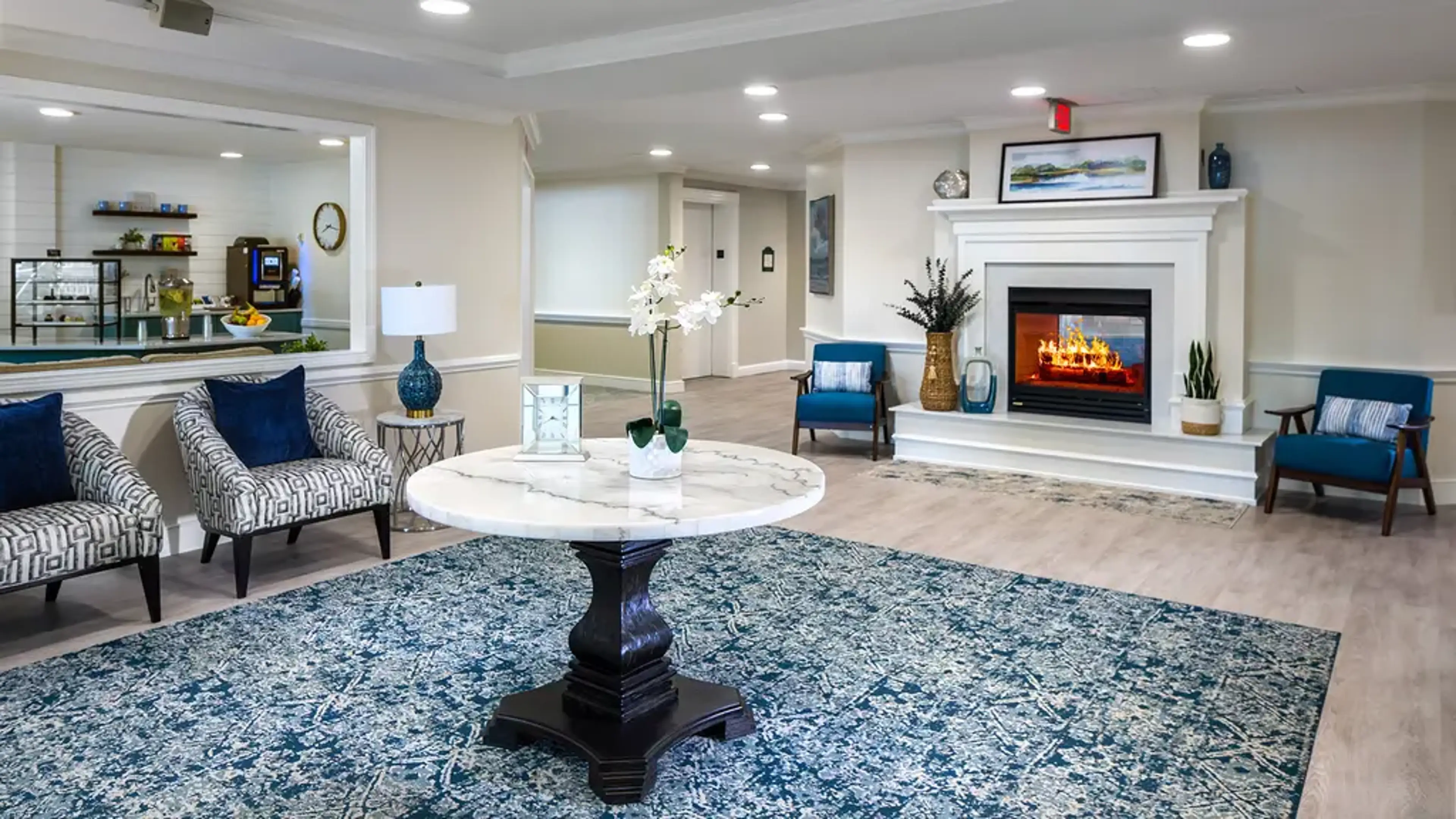 A common area with a table