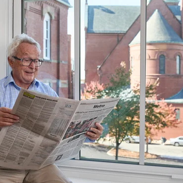 Reading the newspaper