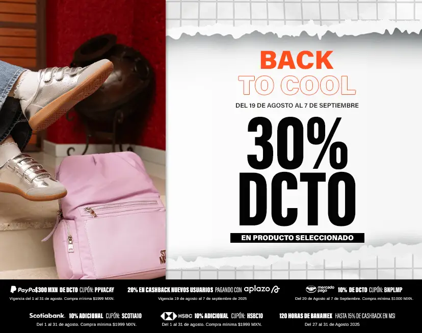 Back 2 Cool con estilo: hasta 30% Off en mochilas, flats, sneakers y bolsas seleccionadas en Steve Madden.