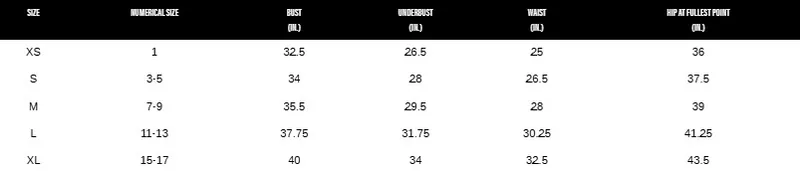 Swim Size Chart
