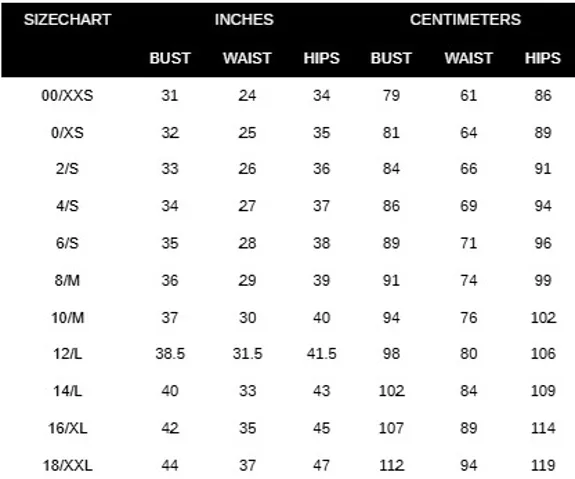 Women's Clothing Size Chart