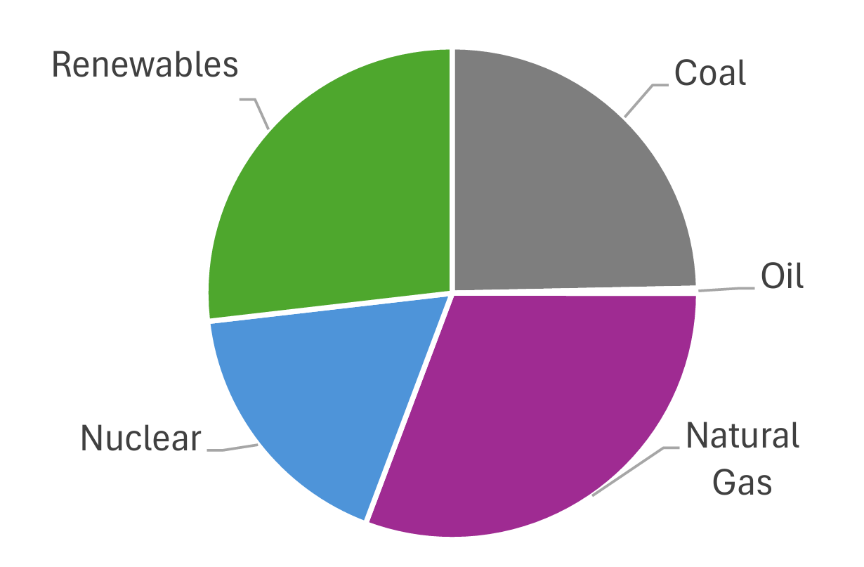 Global Data Center Power Sources. Source: Quantix Commodities, IEA, Goldman Sachs,  July 2024.