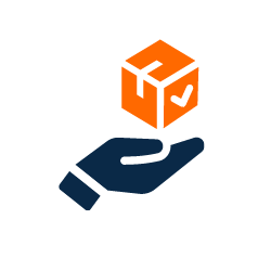 Icon of a hand holding an orange box