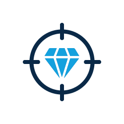 Icon of diamond within a crosshair