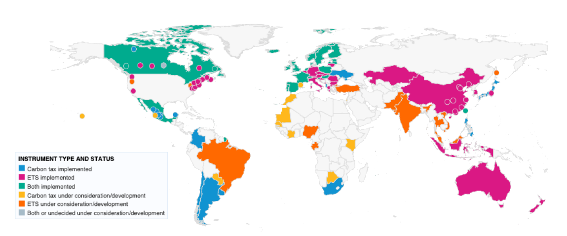 Chart 1: Compliance Carbon Pricing Instruments Around the World