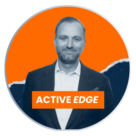 Kristof Gleich head shot with Active Edge logo